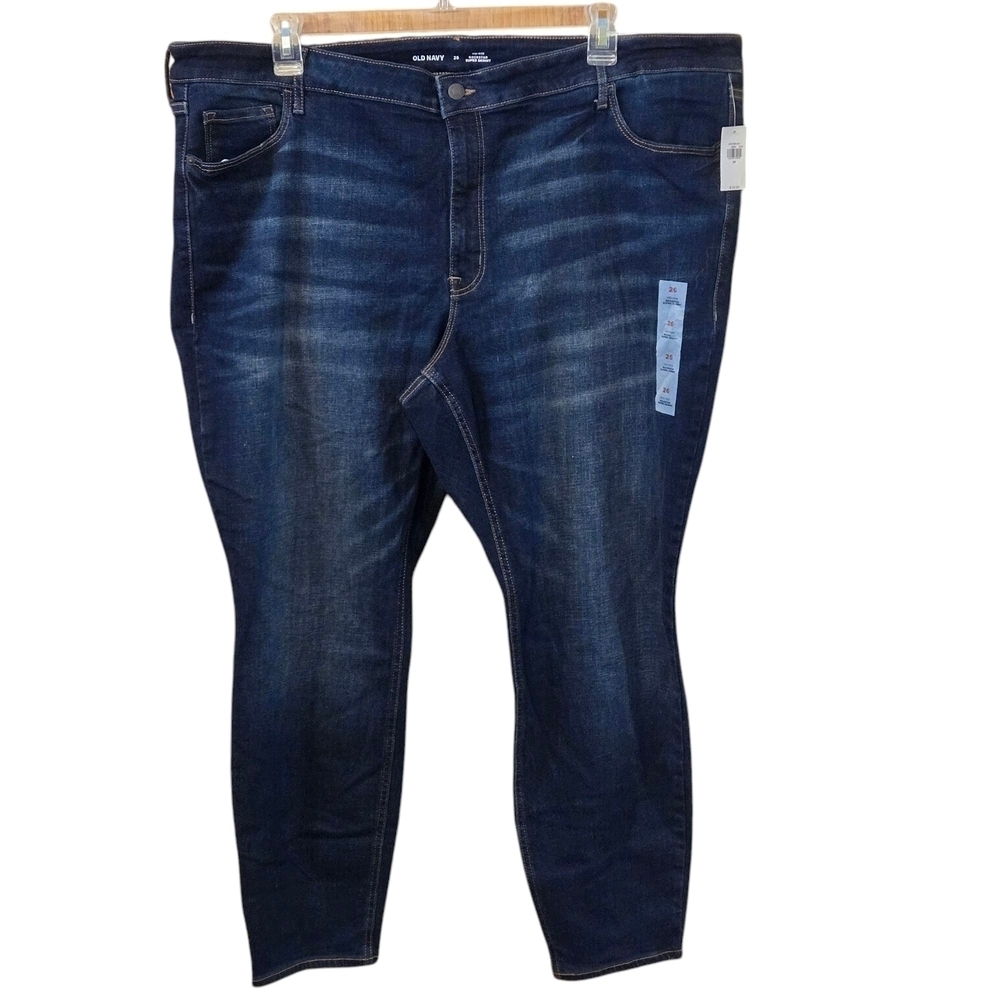 Old Navy Mid-Rise Rockstar Super Skinny Blue Denim Jeans Women Plus Size 26 NWT